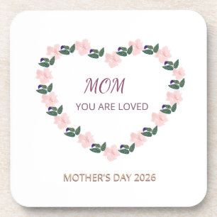 Dessous-de-verre Cœur de Pivoine en Fleur Message pour Maman