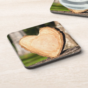 Dessous-de-verre coeur en bois