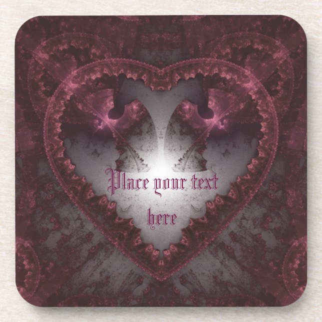 Dessous-de-verre Coeur gothique pourpre 001 (Devant)