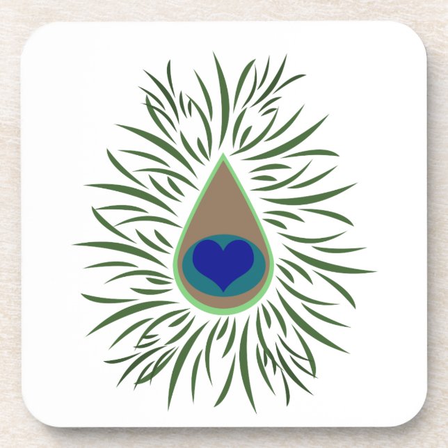 Dessous-de-verre Coeur oculaire Peacock en forme (Devant)
