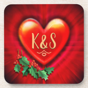 Dessous de verre Coeur pouls rouge personnalisé mo