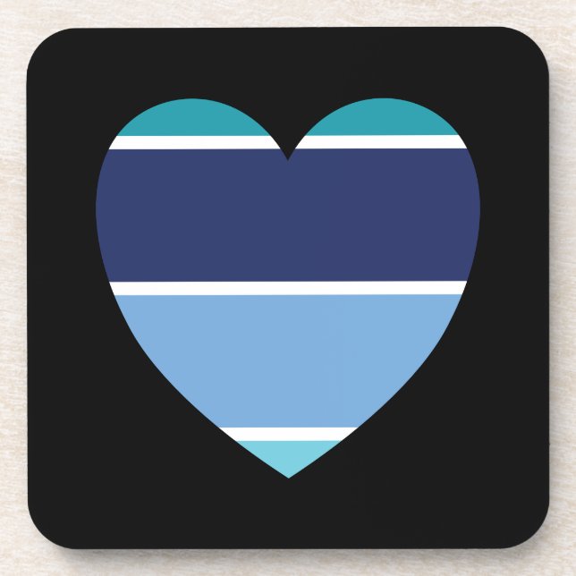 Dessous-de-verre Coeur rayé bleu (Devant)