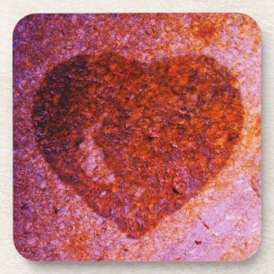 Dessous-de-verre coeur rose corail