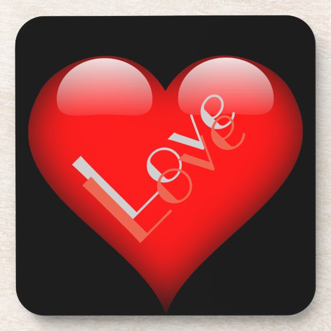 Dessous-de-verre Cœur Rouge Attrayant Mariage Amour Parisien (Devant)