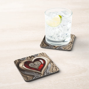 Dessous-de-verre Coeur Steampunk - Amour mécanique complexe