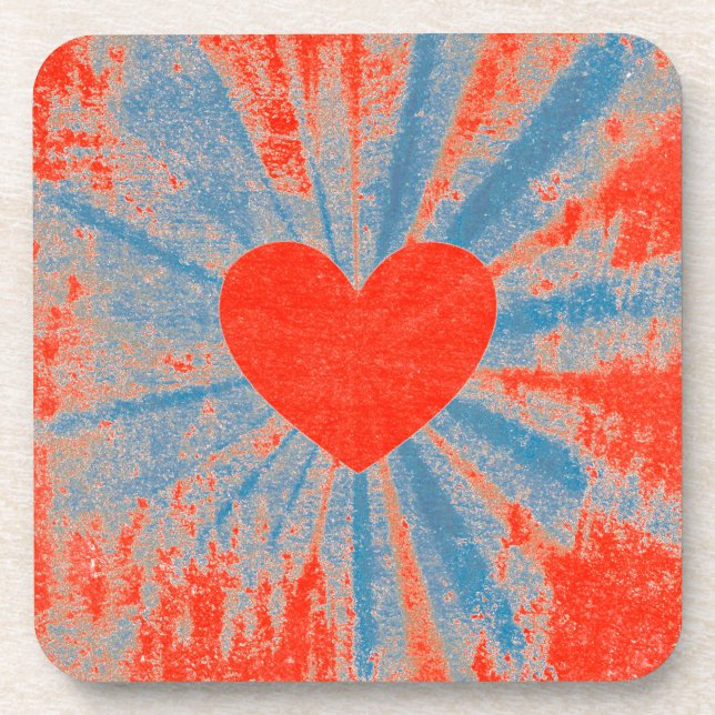 Dessous-de-verre Coeur valentin de starburst rouge (Devant)