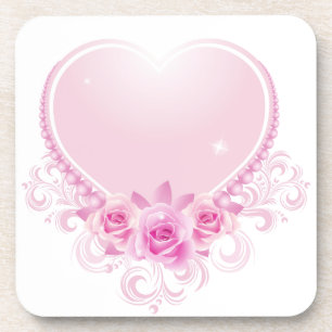 Dessous-de-verre Coeur vintage et rose Rose