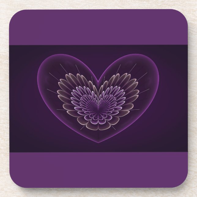 Dessous-de-verre Coeur violet fractal (Devant)