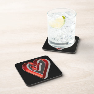 Dessous-de-verre Coeurs 3D rouges