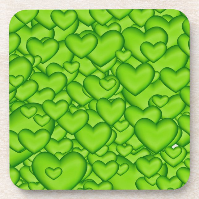 Dessous-de-verre Coeurs 3D Texture vert Motif-68689 (Devant)