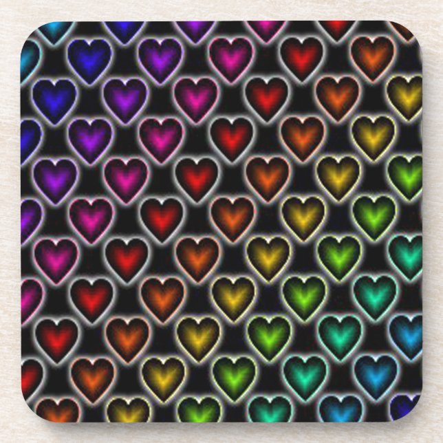 Dessous-de-verre Coeurs arc-en-ciel (Devant)