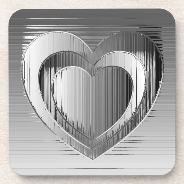 Dessous-de-verre Coeurs chromés polis (Devant)