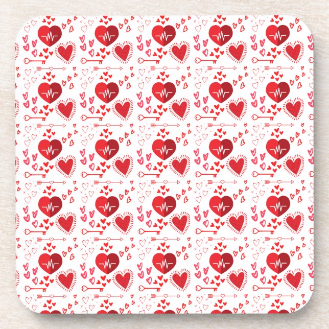 Dessous-de-verre Coeurs d'amour rouge mignon (Devant)