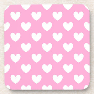 Dessous-de-verre Coeurs de polka blanc sur Cotton Candy rose