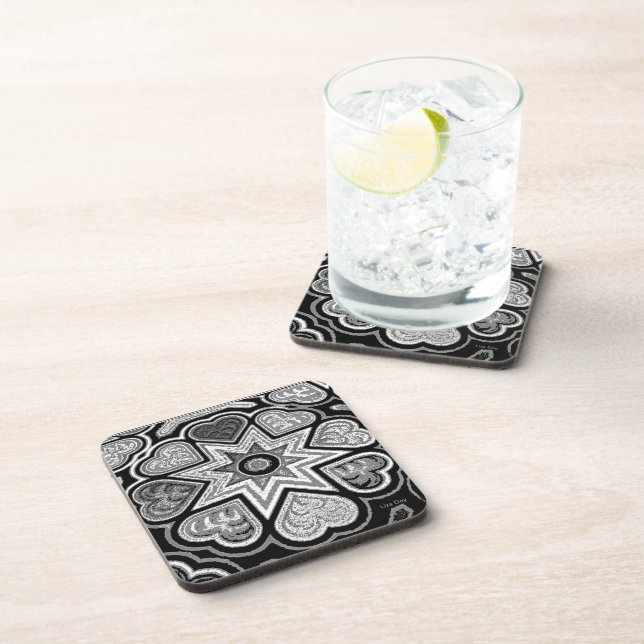 Dessous de verre Cœurs Noir & Blanc (Côté Droit)