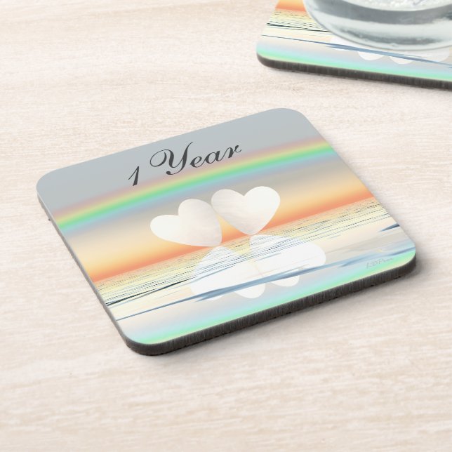 Dessous-de-verre Coeurs papier du 1er anniversaire (Côté gauche)