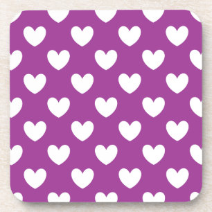 Dessous-de-verre Cœurs pois blancs sur violet