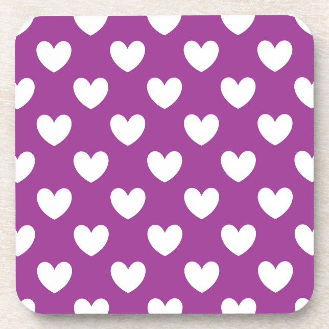 Dessous-de-verre Coeurs polka blanc sur Cactus violet Fleur violet (Devant)