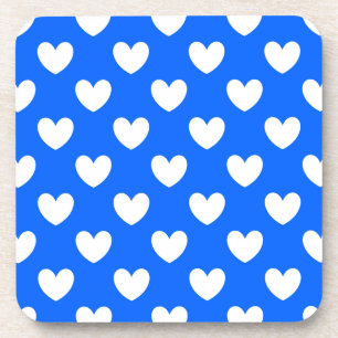 Dessous-de-verre Coeurs polka blancs sur bleu