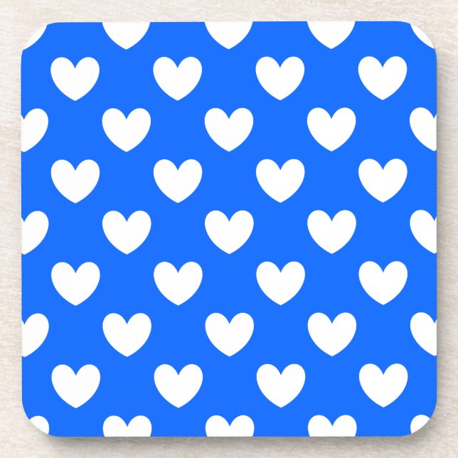 Dessous-de-verre Coeurs polka blancs sur bleu (Devant)