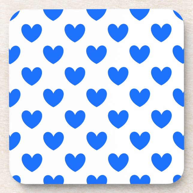 Dessous-de-verre Coeurs polka bleu sur blanc (Devant)