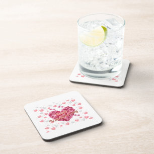 Dessous-de-verre Coeurs roses élégants Saint-Valentin