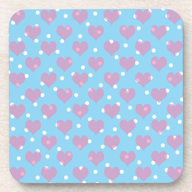 Dessous-de-verre Coeurs roses et pois blancs (Devant)