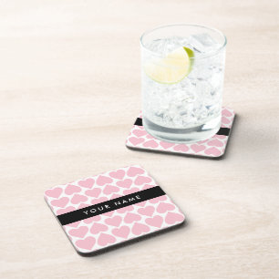 Dessous-de-verre Coeurs roses, Romantique, Votre Nom, Personnaliser