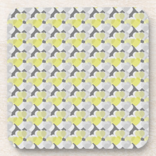 Dessous-de-verre Cœurs superposés motif jaune et gris