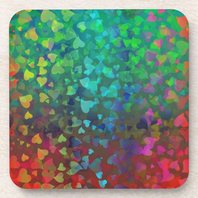 Dessous-de-verre Coeurs tombants rouge et vert (Devant)