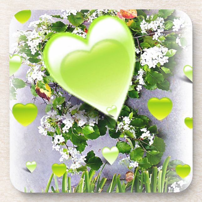 Dessous-de-verre Cœurs Verts d'Amour_ (Devant)