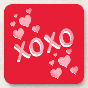 Dessous-de-verre Coeurs XOXO en rouge
