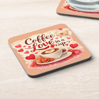 Dessous-de-verre Coffee Love in a Cup Coffee Lover Valentine Brown 