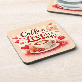 Dessous-de-verre Coffee Love in a Cup Coffee Lovers Valentines Pink