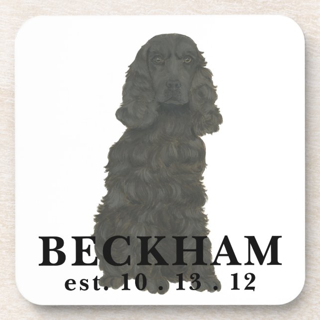 Dessous-de-verre Coker noir personnalisé Spaniel Beverage Coaster (Devant)