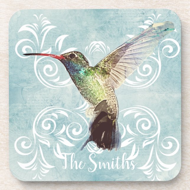 Dessous-de-verre Colibri à l'Arrière - plan fleuri (Devant)