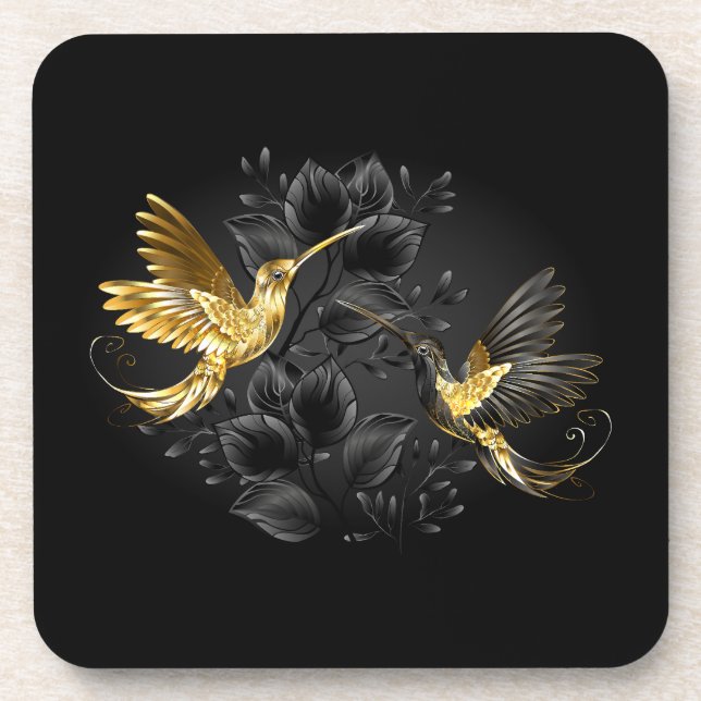 Dessous-de-verre Colibri noir et or (Devant)