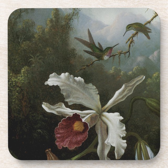 Dessous-de-verre Colibris et orchidée blanche par Martin J. Heade (Devant)