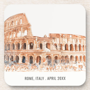 Dessous-de-verre Colisée Rome Italie Aquarelle Voyage italien