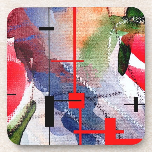 Dessous-de-verre collage d'art abstrait, médias mélangés et (Devant)