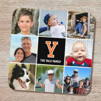 Collage de photos Famille Monogrammé Orange Noir