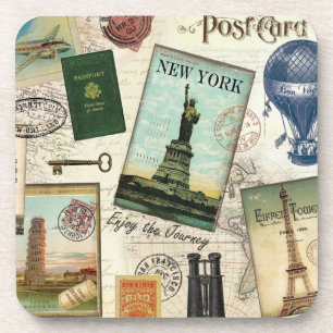 Dessous-de-verre collage de voyage vintage moderne