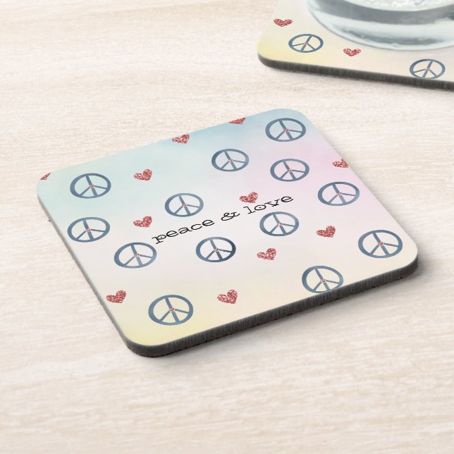 Dessous-de-verre Collier de paix Aqua Pink Yellow Tie Dye (Côté gauche)