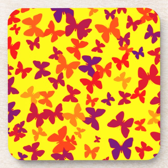 Dessous de verre coloré de papillons jaunes (Devant)