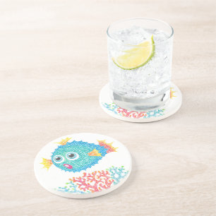 Dessous de verre coloré en grès de Poisson de Pois