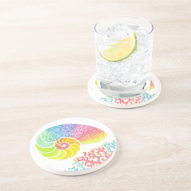 Dessous de verre coloré en grès Nautilus (Côté)