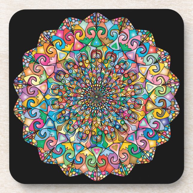Dessous-de-verre Coloré Mandala Art Beverage Coaster (Devant)