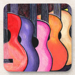 Dessous de verre colorés multi de guitares