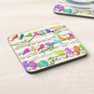 Dessous-de-verre Colorful Musical Spring Birds Beverage Coaster