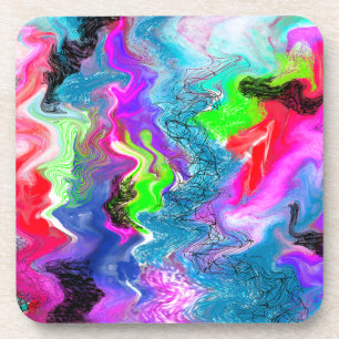 Dessous-de-verre Colorful Swirls and Lines Abstract Fluid Art